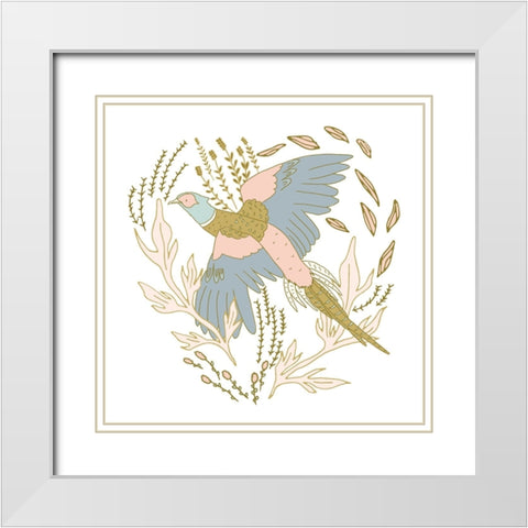 Pheasant Flushed White Modern Wood Framed Art Print with Double Matting by Sweet Melody Designs