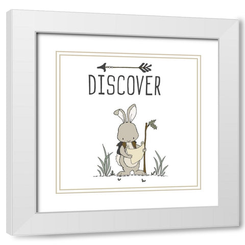 Bunny Discover White Modern Wood Framed Art Print with Double Matting by Sweet Melody Designs