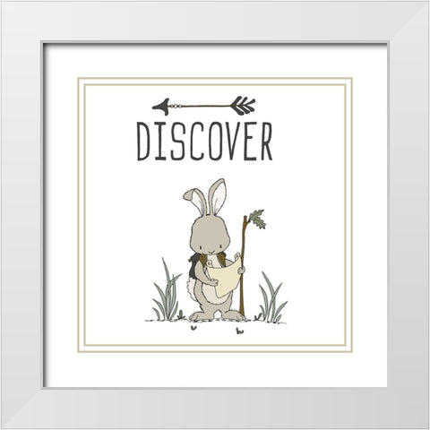 Bunny Discover White Modern Wood Framed Art Print with Double Matting by Sweet Melody Designs
