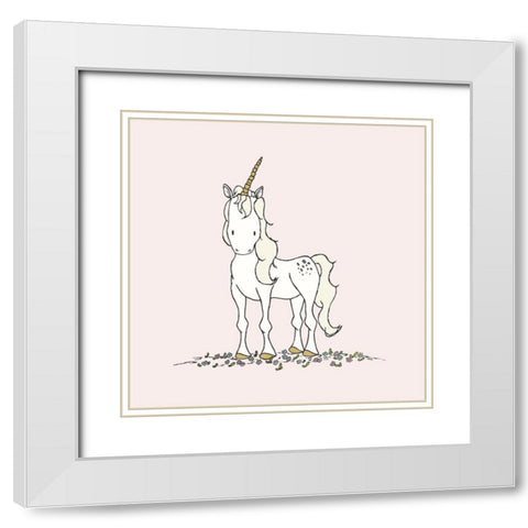 Unicorn White Modern Wood Framed Art Print with Double Matting by Sweet Melody Designs