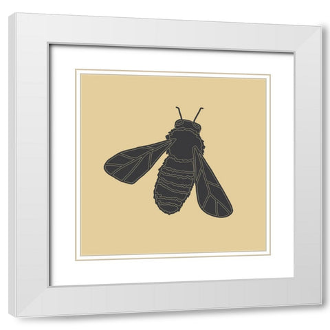 Bees Black And Gold 2 White Modern Wood Framed Art Print with Double Matting by Sweet Melody Designs