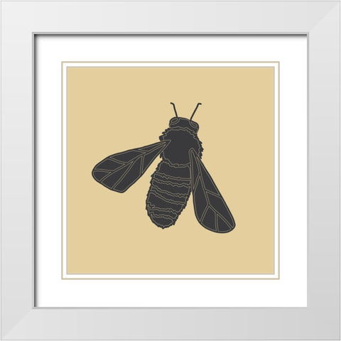 Bees Black And Gold 2 White Modern Wood Framed Art Print with Double Matting by Sweet Melody Designs