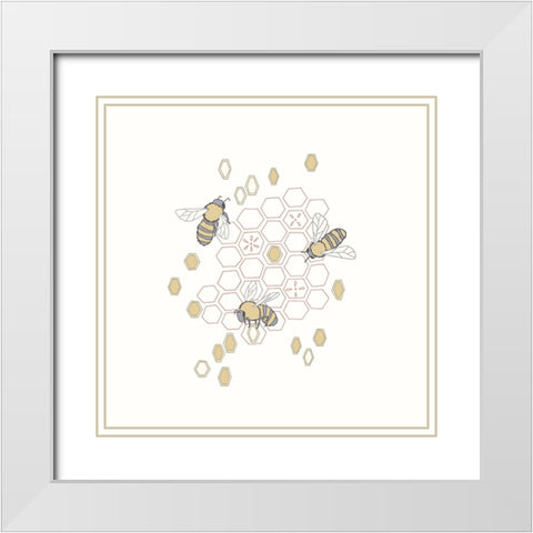 Honeycomb White Modern Wood Framed Art Print with Double Matting by Sweet Melody Designs