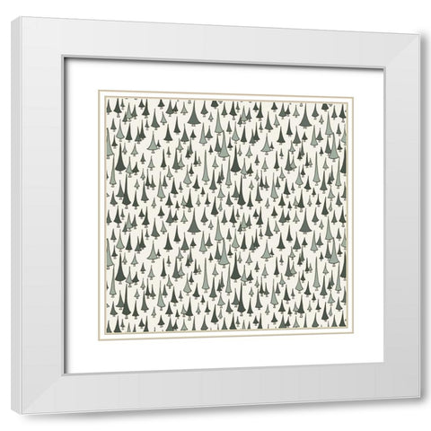 Among The Trees Pattern White Modern Wood Framed Art Print with Double Matting by Sweet Melody Designs
