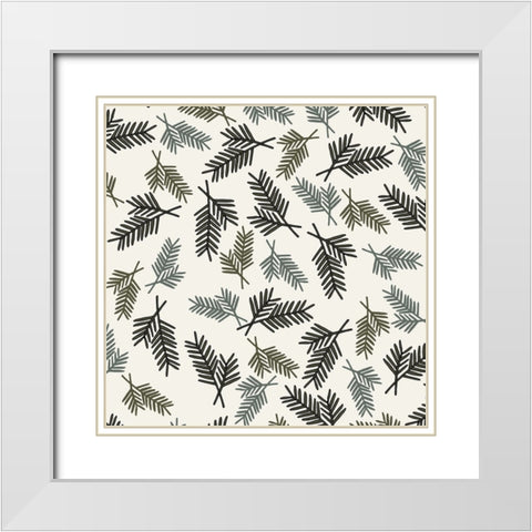 Evergreen Pattern Cream White Modern Wood Framed Art Print with Double Matting by Sweet Melody Designs