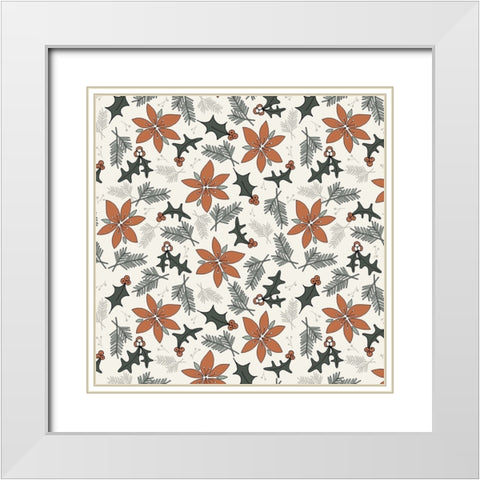 Holiday Flora Cream White Modern Wood Framed Art Print with Double Matting by Sweet Melody Designs