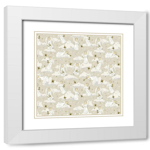 Angels Above 1 White Modern Wood Framed Art Print with Double Matting by Sweet Melody Designs