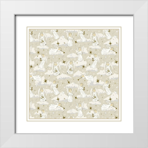 Angels Above 1 White Modern Wood Framed Art Print with Double Matting by Sweet Melody Designs