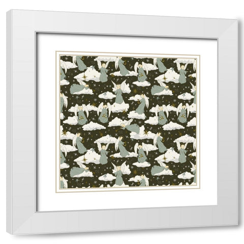 Angels Above 2 White Modern Wood Framed Art Print with Double Matting by Sweet Melody Designs
