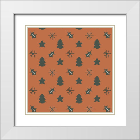Holly Jolly Pattern 2 White Modern Wood Framed Art Print with Double Matting by Sweet Melody Designs
