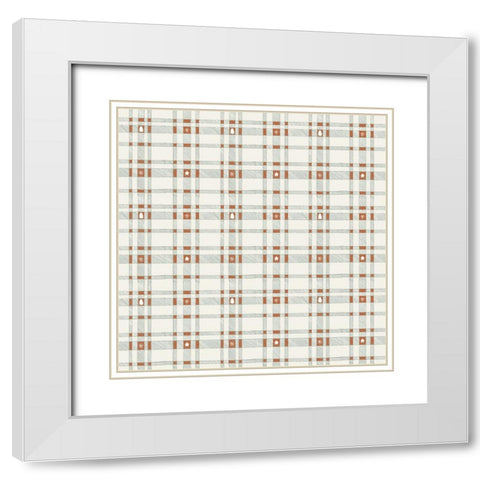 Merry Plaid Pattern 1 V2 White Modern Wood Framed Art Print with Double Matting by Sweet Melody Designs