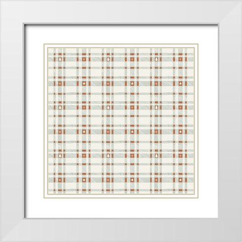 Merry Plaid Pattern 1 V2 White Modern Wood Framed Art Print with Double Matting by Sweet Melody Designs