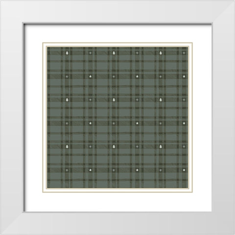 Merry Plaid Pattern 1 White Modern Wood Framed Art Print with Double Matting by Sweet Melody Designs