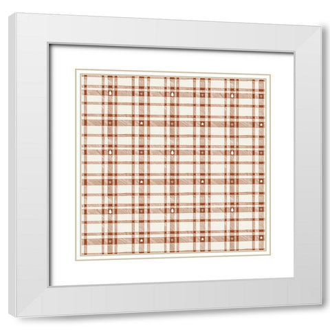 Merry Plaid Pattern 2 V2 White Modern Wood Framed Art Print with Double Matting by Sweet Melody Designs