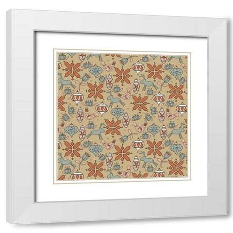 Nordic Noel Pattern 1 White Modern Wood Framed Art Print with Double Matting by Sweet Melody Designs