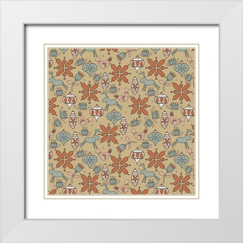 Nordic Noel Pattern 1 White Modern Wood Framed Art Print with Double Matting by Sweet Melody Designs