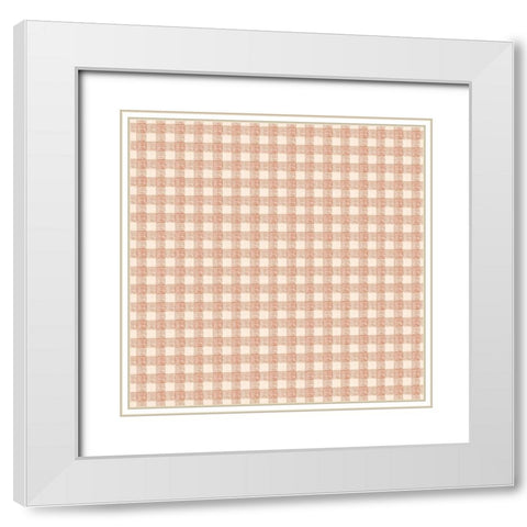 Picnic Checkered Pattern White Modern Wood Framed Art Print with Double Matting by Sweet Melody Designs