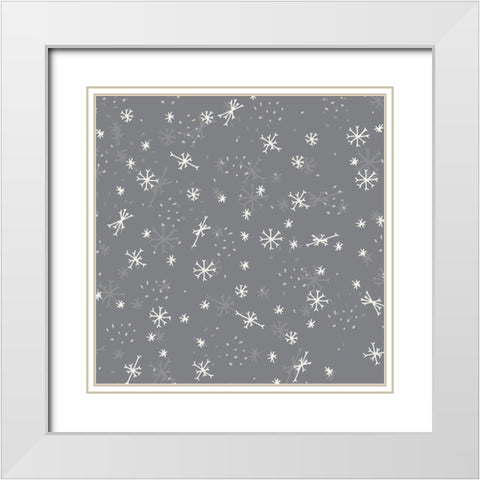 Snowfall Pattern 1 V3 White Modern Wood Framed Art Print with Double Matting by Sweet Melody Designs