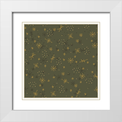 Snowfall Pattern 1 White Modern Wood Framed Art Print with Double Matting by Sweet Melody Designs