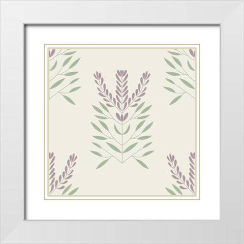 Lavendar Block Pattern 1 White Modern Wood Framed Art Print with Double Matting by Sweet Melody Designs