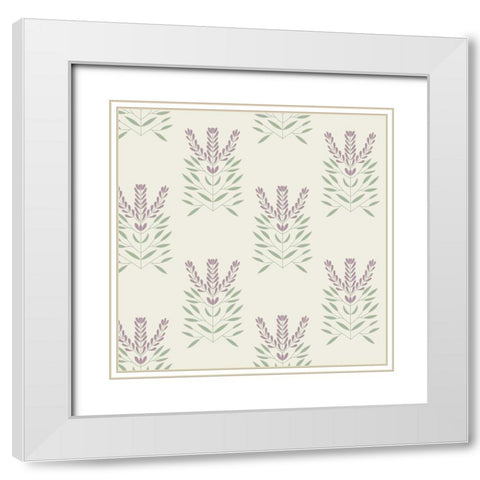 Lavendar Block Pattern 2 White Modern Wood Framed Art Print with Double Matting by Sweet Melody Designs