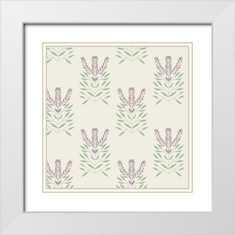 Lavendar Block Pattern 2 White Modern Wood Framed Art Print with Double Matting by Sweet Melody Designs