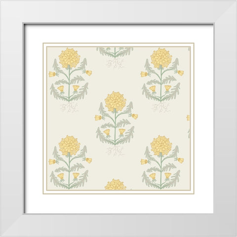 Dandelion Block Pattern 2 White Modern Wood Framed Art Print with Double Matting by Sweet Melody Designs