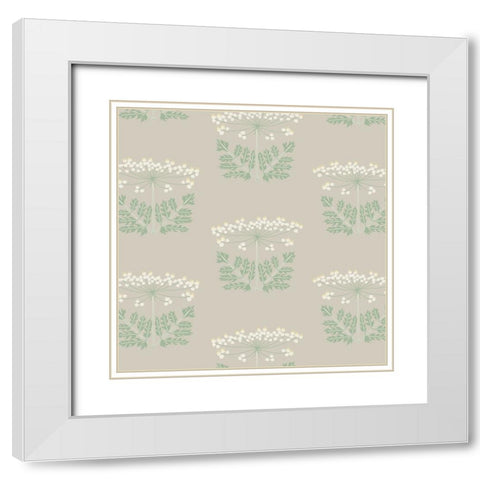 Queen Annes Lace Block Pattern White Modern Wood Framed Art Print with Double Matting by Sweet Melody Designs