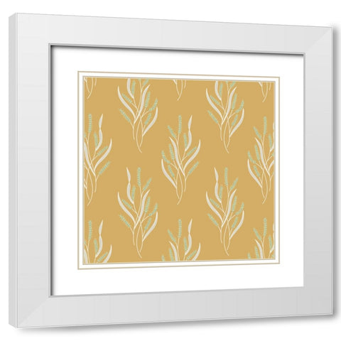 Wild Grass Block Pattern White Modern Wood Framed Art Print with Double Matting by Sweet Melody Designs