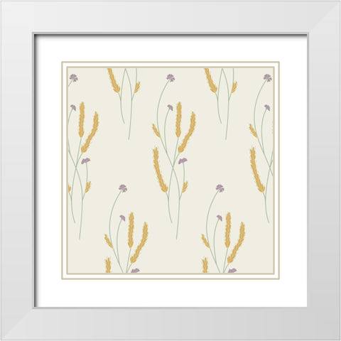Wildflowers Block Pattern 1 White Modern Wood Framed Art Print with Double Matting by Sweet Melody Designs