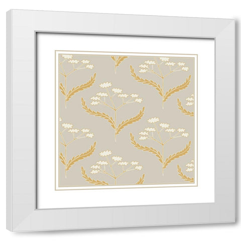 Yarrow Block Pattern White Modern Wood Framed Art Print with Double Matting by Sweet Melody Designs