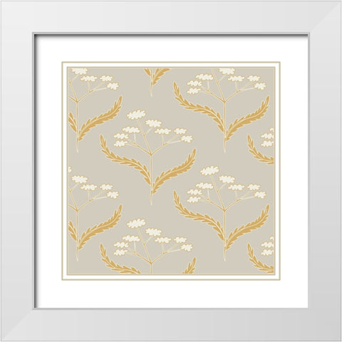 Yarrow Block Pattern White Modern Wood Framed Art Print with Double Matting by Sweet Melody Designs