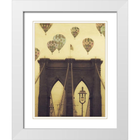 Bridge Balloons Vert White Modern Wood Framed Art Print with Double Matting by Davis, Ashley