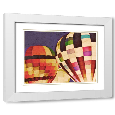 Three Hot Air Balloons White Modern Wood Framed Art Print with Double Matting by Davis Ashley