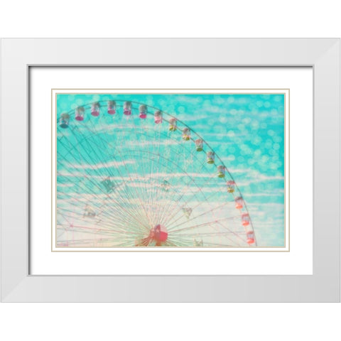 Skyline ferris wheel White Modern Wood Framed Art Print with Double Matting by Davis Ashley