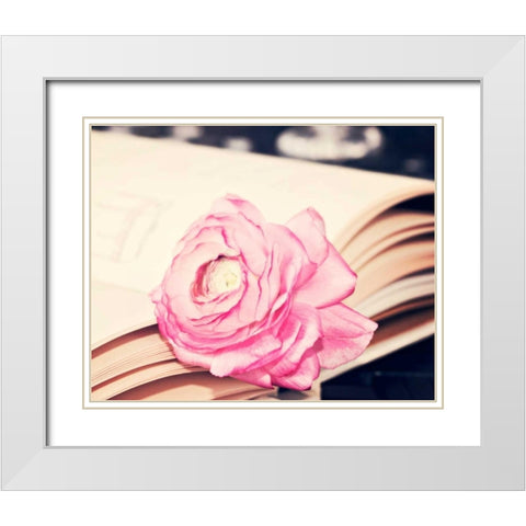 Ranuculus in book White Modern Wood Framed Art Print with Double Matting by Davis Ashley