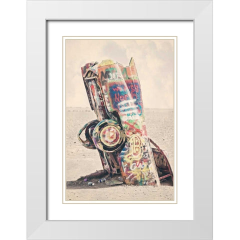 Cadillac Single Car White Modern Wood Framed Art Print with Double Matting by Davis Ashley