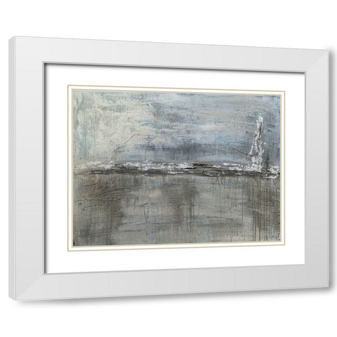 Metallic Landscape with Silver Leaf White Modern Wood Framed Art Print with Double Matting by Brown, Denise