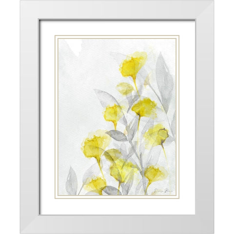 Modern Poppies 2  White Modern Wood Framed Art Print with Double Matting by Brown, Denise