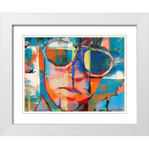 Abstract Facial Fusion White Modern Wood Framed Art Print with Double Matting by Brown, Denise