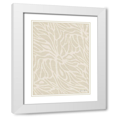Beige Fabric Pattern 2.0 White Modern Wood Framed Art Print with Double Matting by Brown, Denise