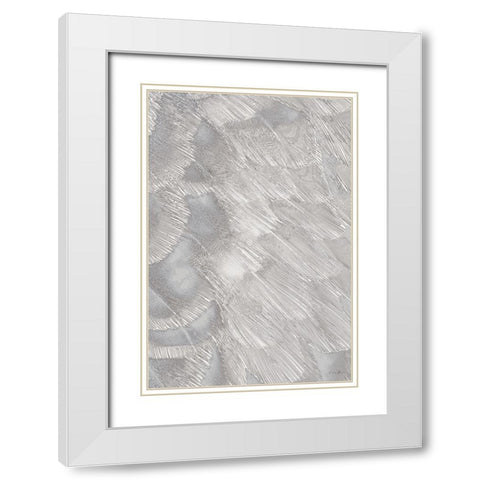 Feather Pattern White Modern Wood Framed Art Print with Double Matting by Brown, Denise
