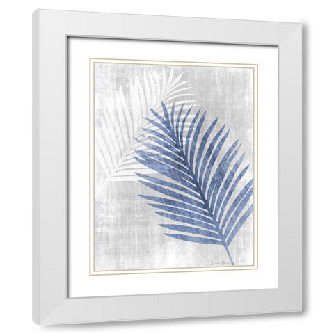 Navy Palm Silhouette 1 White Modern Wood Framed Art Print with Double Matting by Brown, Denise