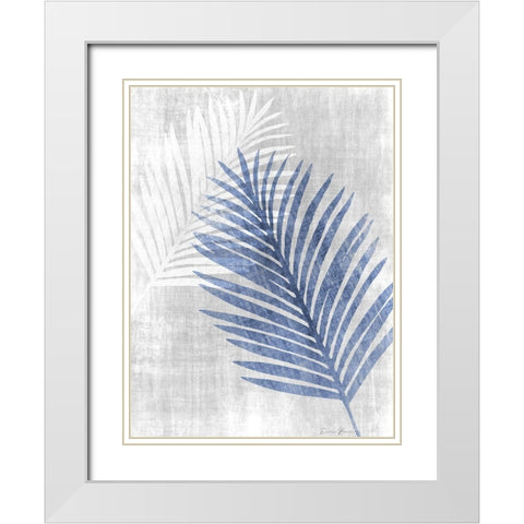 Navy Palm Silhouette 1 White Modern Wood Framed Art Print with Double Matting by Brown, Denise