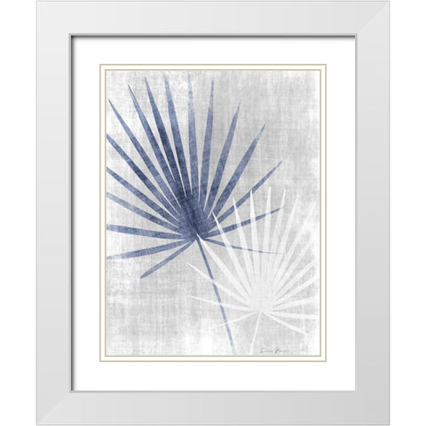 Navy Palm Silhouette 2 White Modern Wood Framed Art Print with Double Matting by Brown, Denise