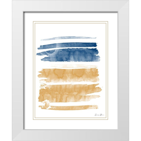 Blue and Orange Watercolor 2 White Modern Wood Framed Art Print with Double Matting by Brown, Denise