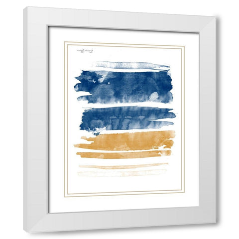 Blue and Orange Watercolor 3 White Modern Wood Framed Art Print with Double Matting by Brown, Denise