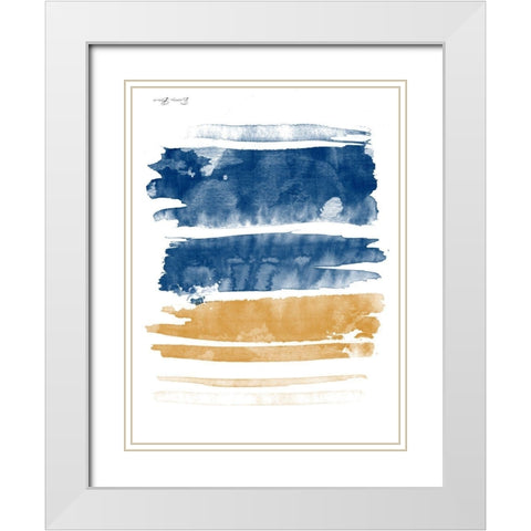 Blue and Orange Watercolor 3 White Modern Wood Framed Art Print with Double Matting by Brown, Denise