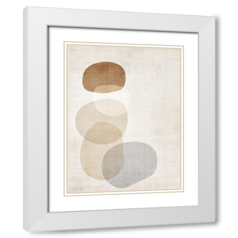 Mobo Stones 1 White Modern Wood Framed Art Print with Double Matting by Brown, Denise