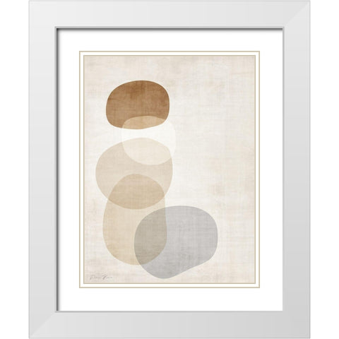Mobo Stones 1 White Modern Wood Framed Art Print with Double Matting by Brown, Denise
